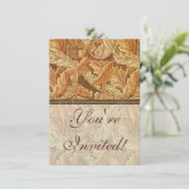 Invitation William Morris Acanthus Brown Feuilles d'automne (Debout devant)