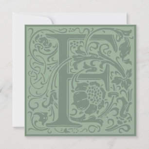 Invitation William Morris Alphabet Floral Lettre monogramme F