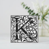 Invitation William Morris Alphabet Floral Lettre monogramme K (Debout devant)