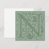 Invitation William Morris Alphabet Floral Lettre monogramme N (Devant / Derrière)