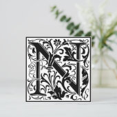 Invitation William Morris Alphabet Floral Lettre monogramme N (Debout devant)