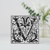 Invitation William Morris Alphabet Floral Lettre monogramme V (Debout devant)