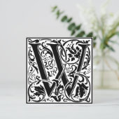 Invitation William Morris Alphabet Floral Lettre monogramme W (Debout devant)