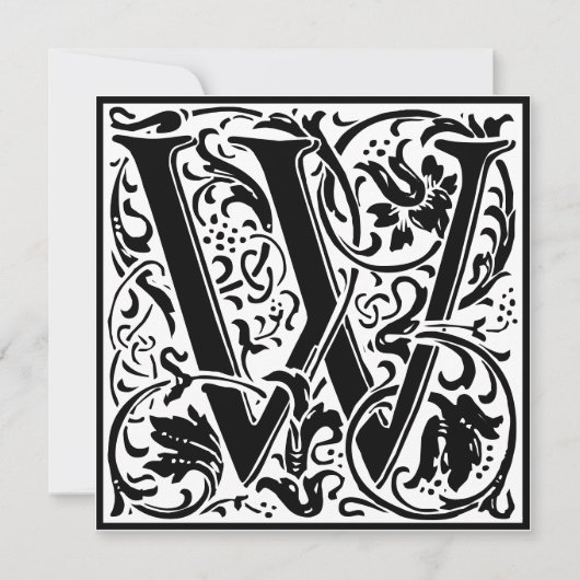 Invitation William Morris Alphabet Floral Lettre monogramme W (Devant)