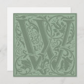 Invitation William Morris Alphabet Floral Lettre monogramme W (Devant / Derrière)
