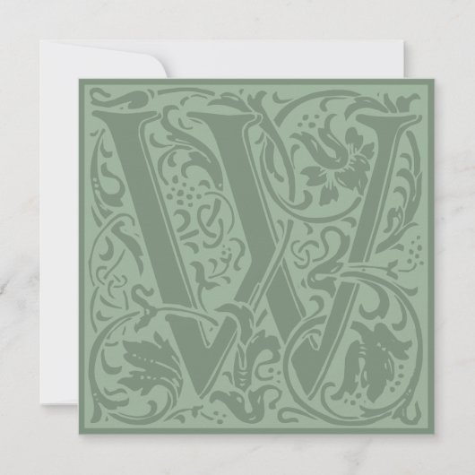Invitation William Morris Alphabet Floral Lettre monogramme W (Devant)