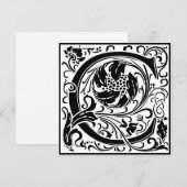 Invitation William Morris Alphabet Floral LETTRE MONOGRAPHIQU (Devant / Derrière)