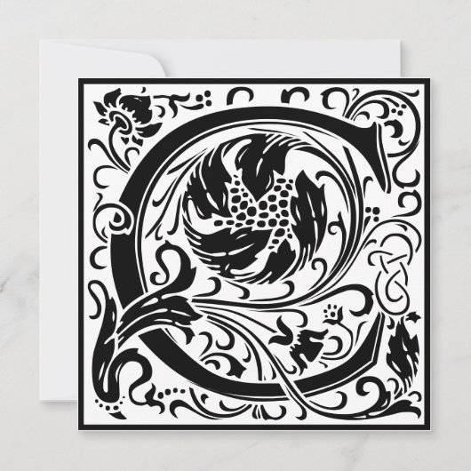 Invitation William Morris Alphabet Floral LETTRE MONOGRAPHIQU (Devant)