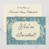 Invitation William Morris Classique Tulipe Bleu Floral (Devant / Derrière)
