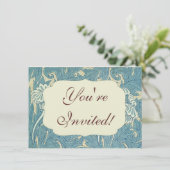 Invitation William Morris Classique Tulipe Bleu Floral (Debout devant)