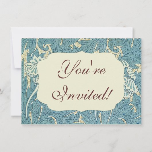 Invitation William Morris Classique Tulipe Bleu Floral (Devant)