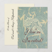 Invitation William Morris Classique Tulipe Bleu Floral (Devant / Derrière)