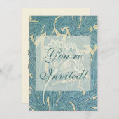 Invitation William Morris Classique Tulipe Bleu Floral (Devant / Derrière)