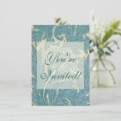 Invitation William Morris Classique Tulipe Bleu Floral (Debout devant)