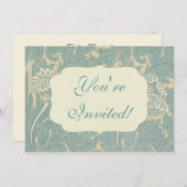 Invitation William Morris Classique Tulipe Bleu Floral (Devant / Derrière)