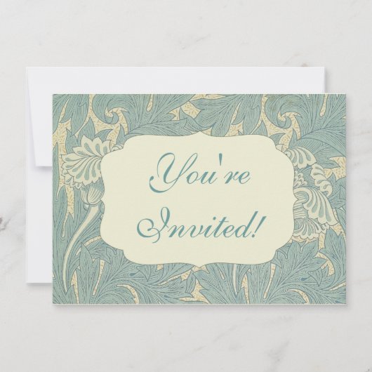 Invitation William Morris Classique Tulipe Bleu Floral (Devant)