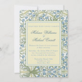 Invitation william Morris - Élégant Mariage de fleurs bleues (Devant)
