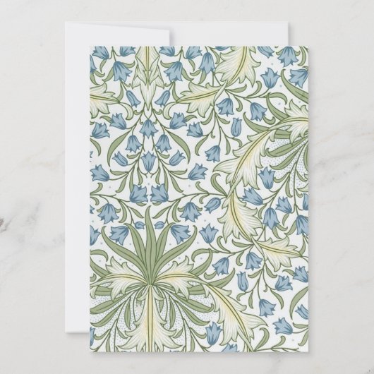 Invitation william Morris - Élégant Mariage de fleurs bleues (Dos)