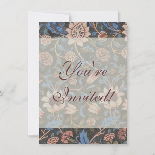 Invitation William Morris Evenlode Textile Floral Art (Devant)
