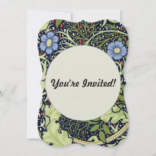 Invitation William Morris Fleur d'antiquité aux algues marine