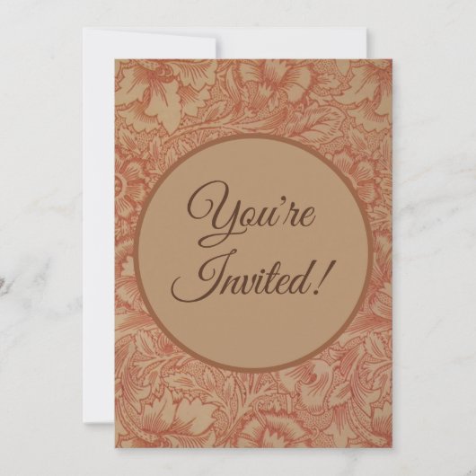 Invitation William Morris Fleur de pavot rose Floral (Devant)