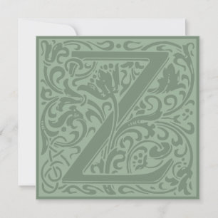 Invitation William Morris Floral Alphabet Monogram Letter Z