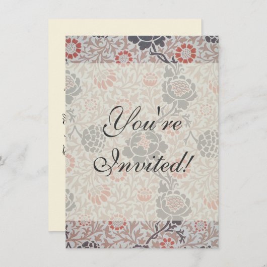 Invitation William Morris Grafton Botanic Art Design (Devant / Derrière)