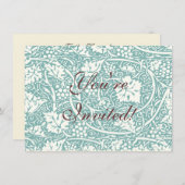 Invitation William Morris Grape Motif Turquoise Turquoise (Devant / Derrière)