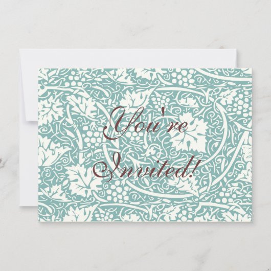 Invitation William Morris Grape Motif Turquoise Turquoise (Devant)