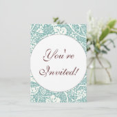 Invitation William Morris Grape Motif Turquoise Turquoise (Debout devant)