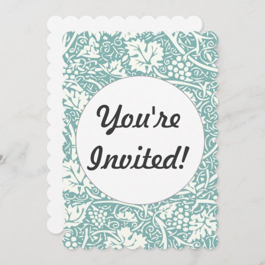 Invitation William Morris Grape Motif Turquoise Turquoise (Devant / Derrière)
