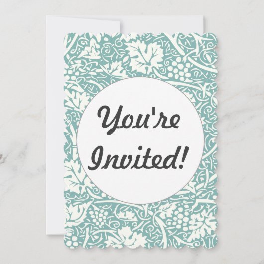 Invitation William Morris Grape Motif Turquoise Turquoise (Devant)