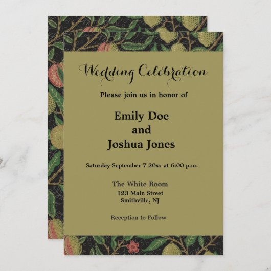 Invitation William Morris grenade classique fruits (Devant / Derrière)