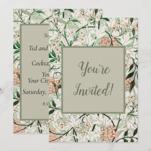 Invitation William Morris Jardin Fleur de Jasmin Classique (Devant / Derrière)