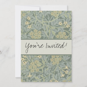 Invitation William Morris Jasmine Bleu Vert Art Botanique