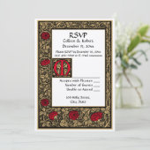 Invitation William Morris Kelmscott Press Floral Rose RSVP (Debout devant)