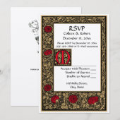 Invitation William Morris Kelmscott Press Floral Rose RSVP (Devant / Derrière)