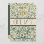 Invitation William Morris Lily et de la grenade classique (Devant / Derrière)