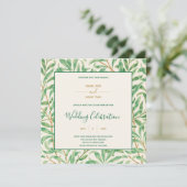 Invitation William Morris mariage motif vert à feuilles (Debout devant)