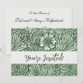 Invitation william morris marigold vert floral fleur (Devant / Derrière)