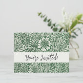 Invitation william morris marigold vert floral fleur (Debout devant)
