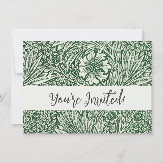 Invitation william morris marigold vert floral fleur (Devant)