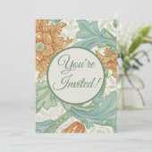 Invitation William Morris modèle floral à tige unique (Debout devant)