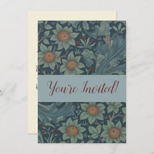 Invitation William Morris Orchard Art Motif (Devant / Derrière)