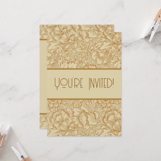 Invitation William Morris Papier peint floral Poppy (Devant/Arrière en situation)