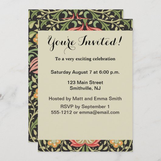 Invitation William Morris Persian Floral Antique (Devant / Derrière)
