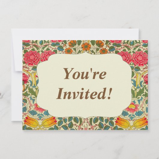 Invitation William Morris Rose Floral Chintz rose (Devant)