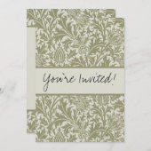 Invitation William Morris Thistle Sage Green Motif (Devant / Derrière)