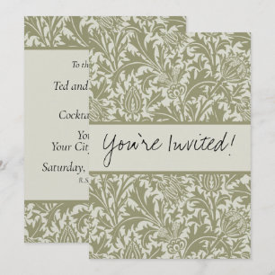 Invitation William Morris Thistle Sage Green Motif