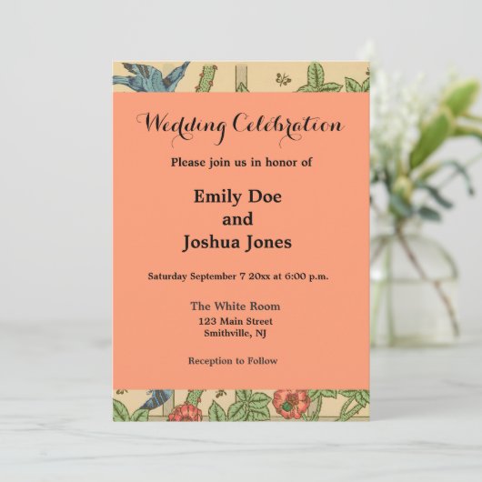 Invitation William Morris Trellis Design classique de papier  (Debout devant)